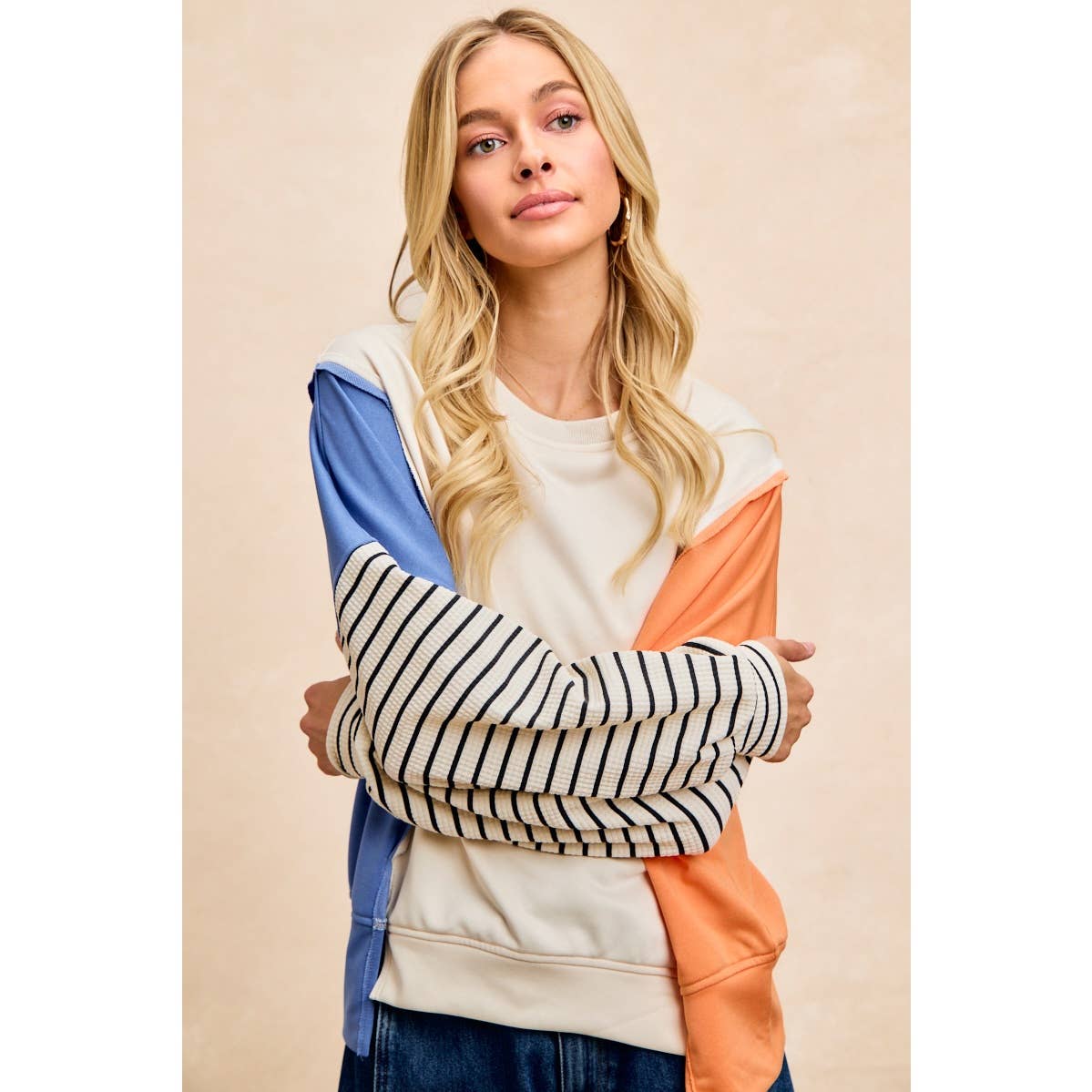 French Terry Color Block Long Sleeve
