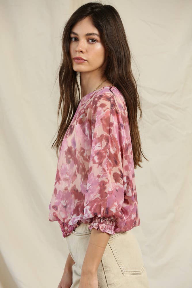 Chic Boho Smocked Chiffon Blouse