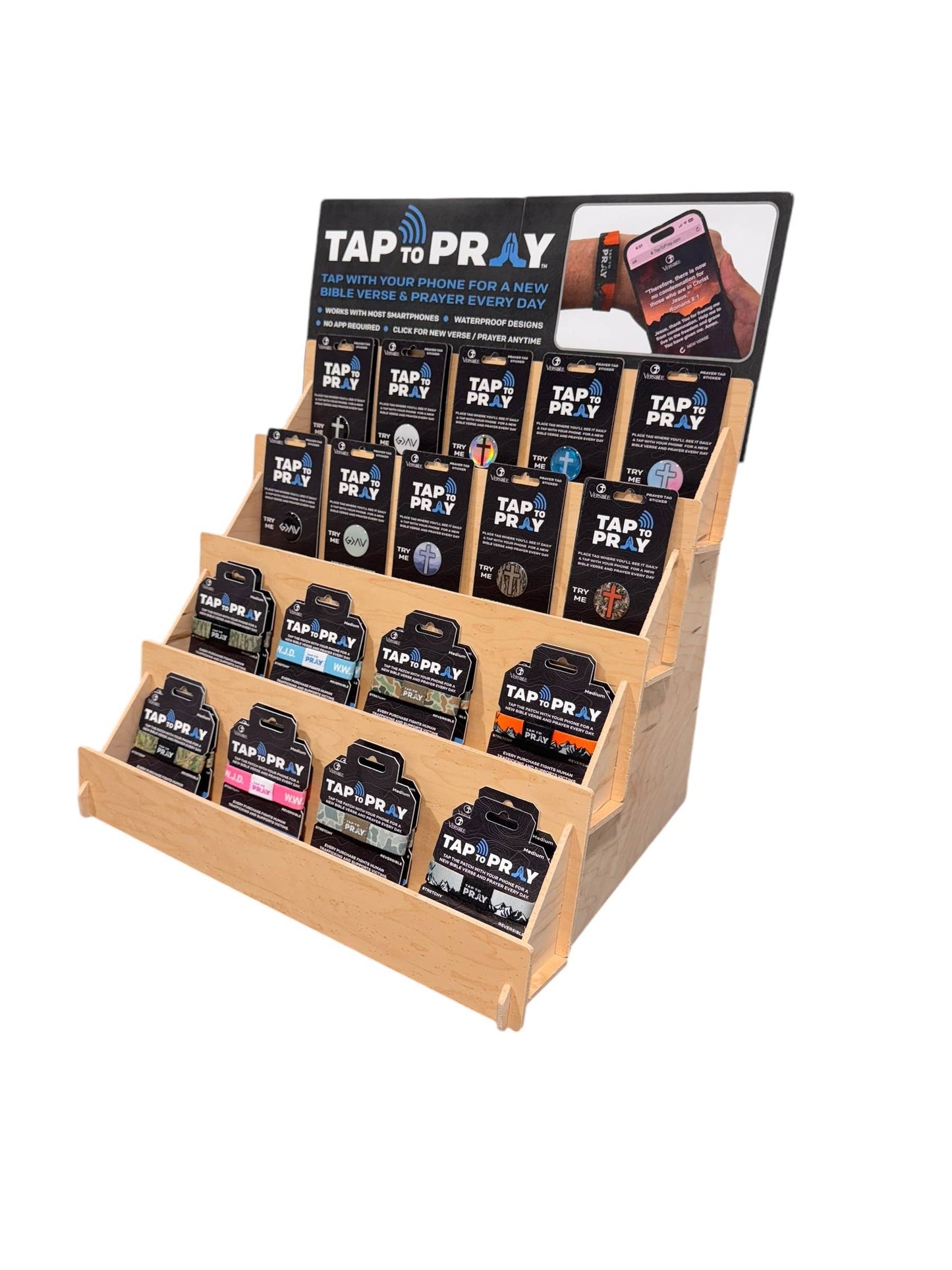 Tap To Pray™  - Prayer Tag Stickers: Black + Cross