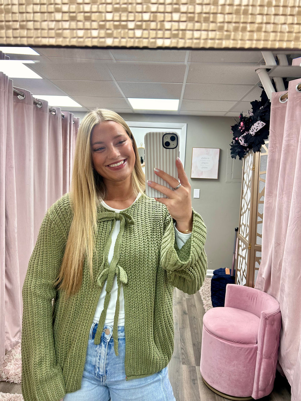 Solid Loose Knit Tie Front Sweater Top