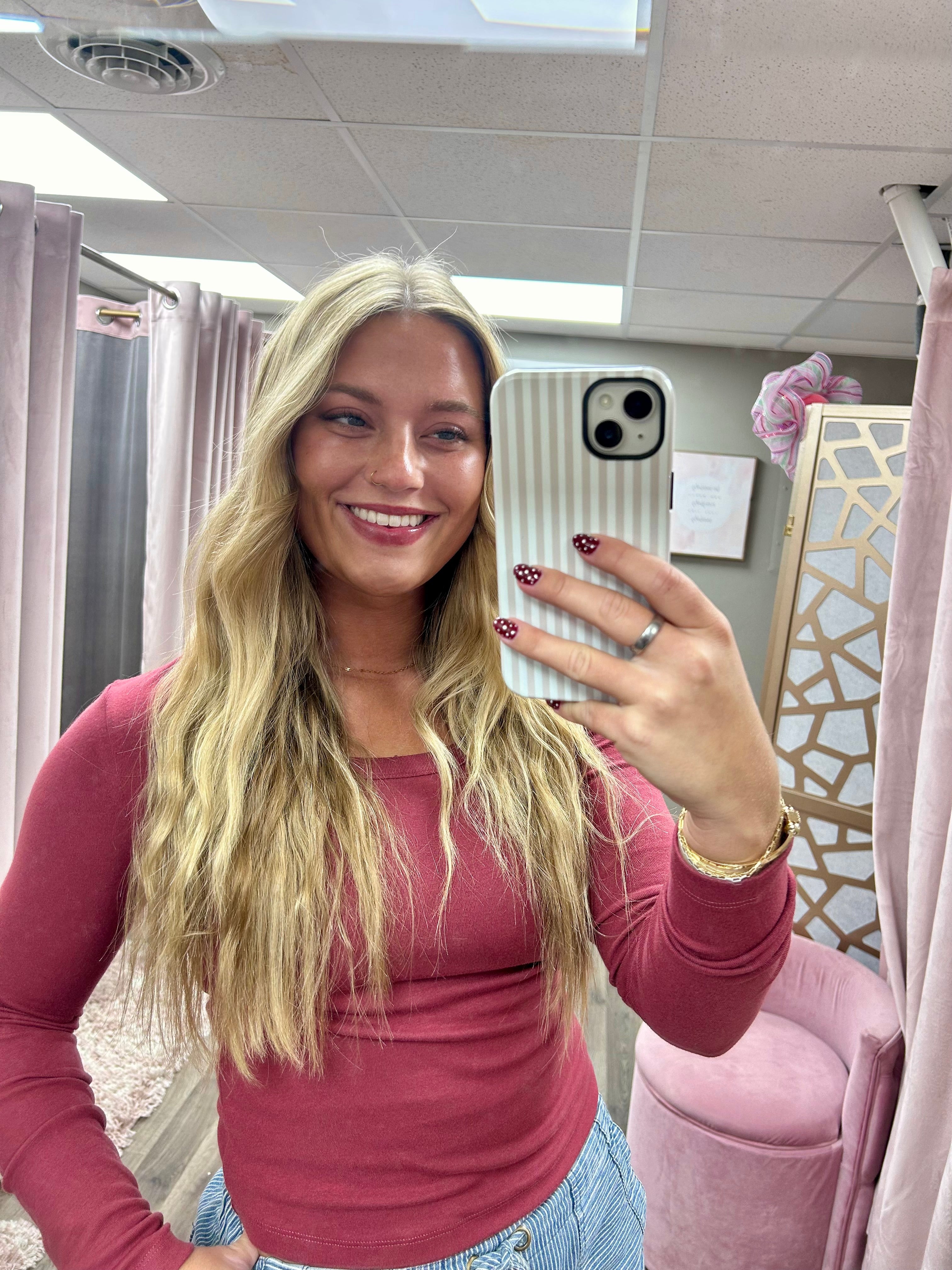 Basic Long Sleeve Scoop Neck Top