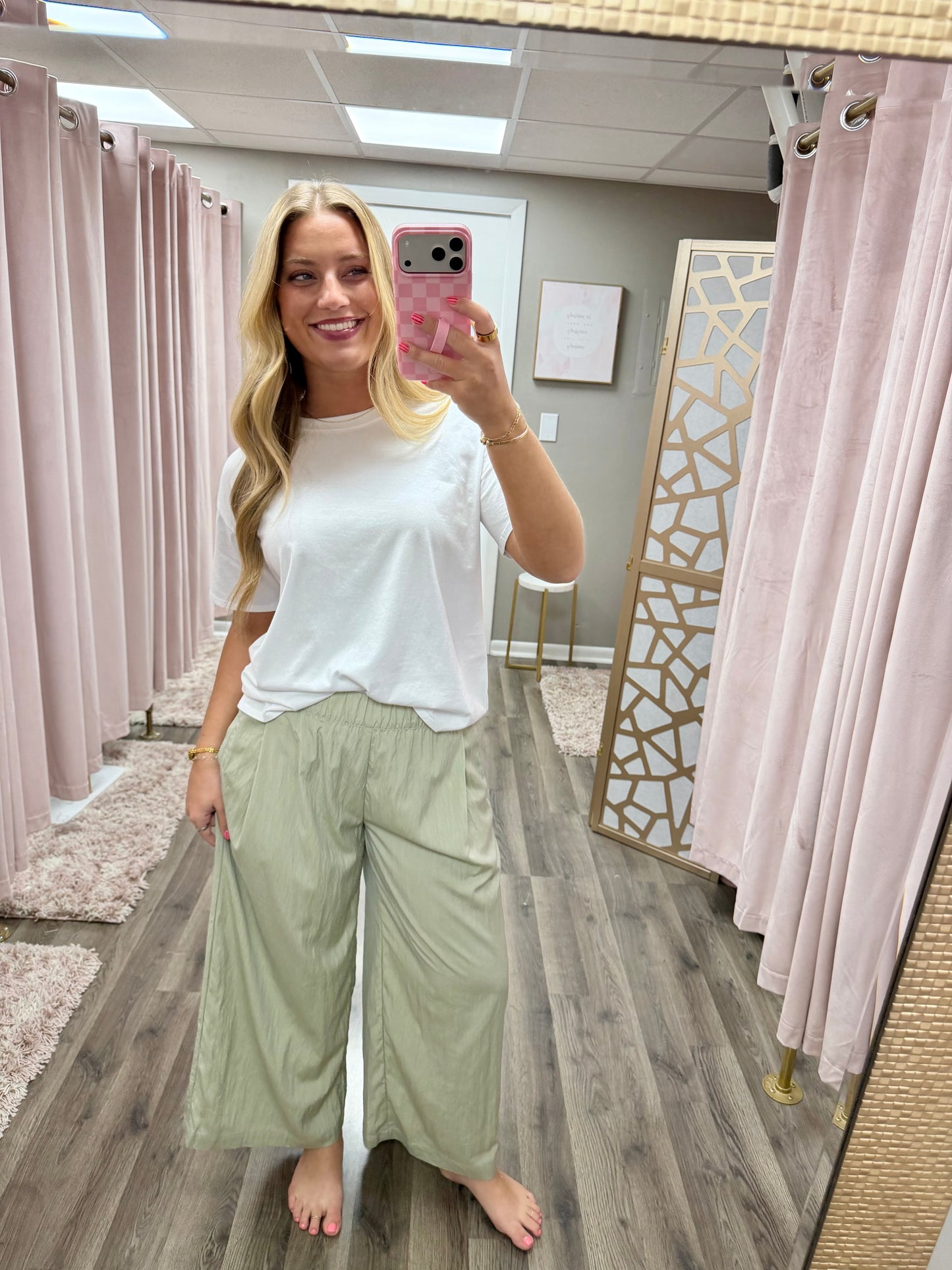 Elastic Waistline Cropped Pant