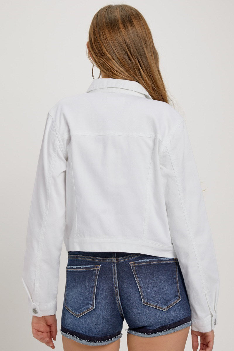 Risen Basic White Denim Jacket