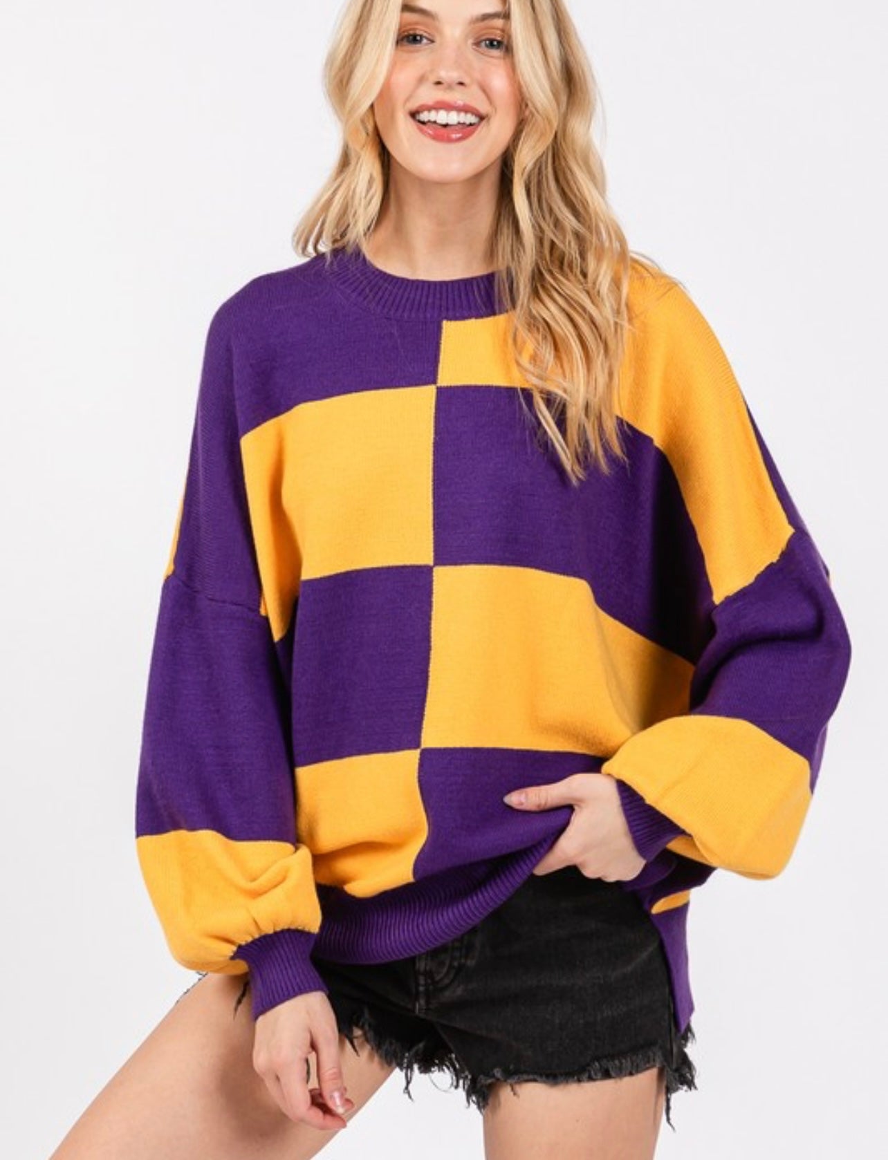 Gameday Oversized Checker Sweater