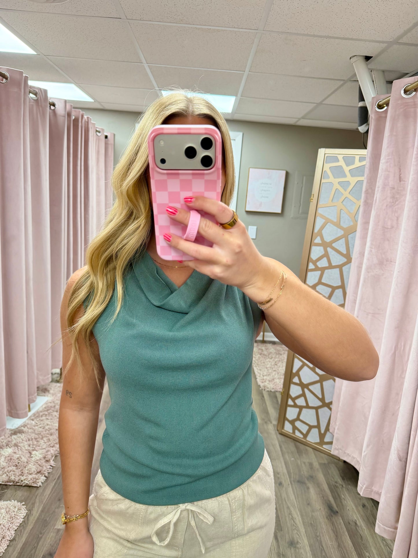 Cowl Neck Knit Tank