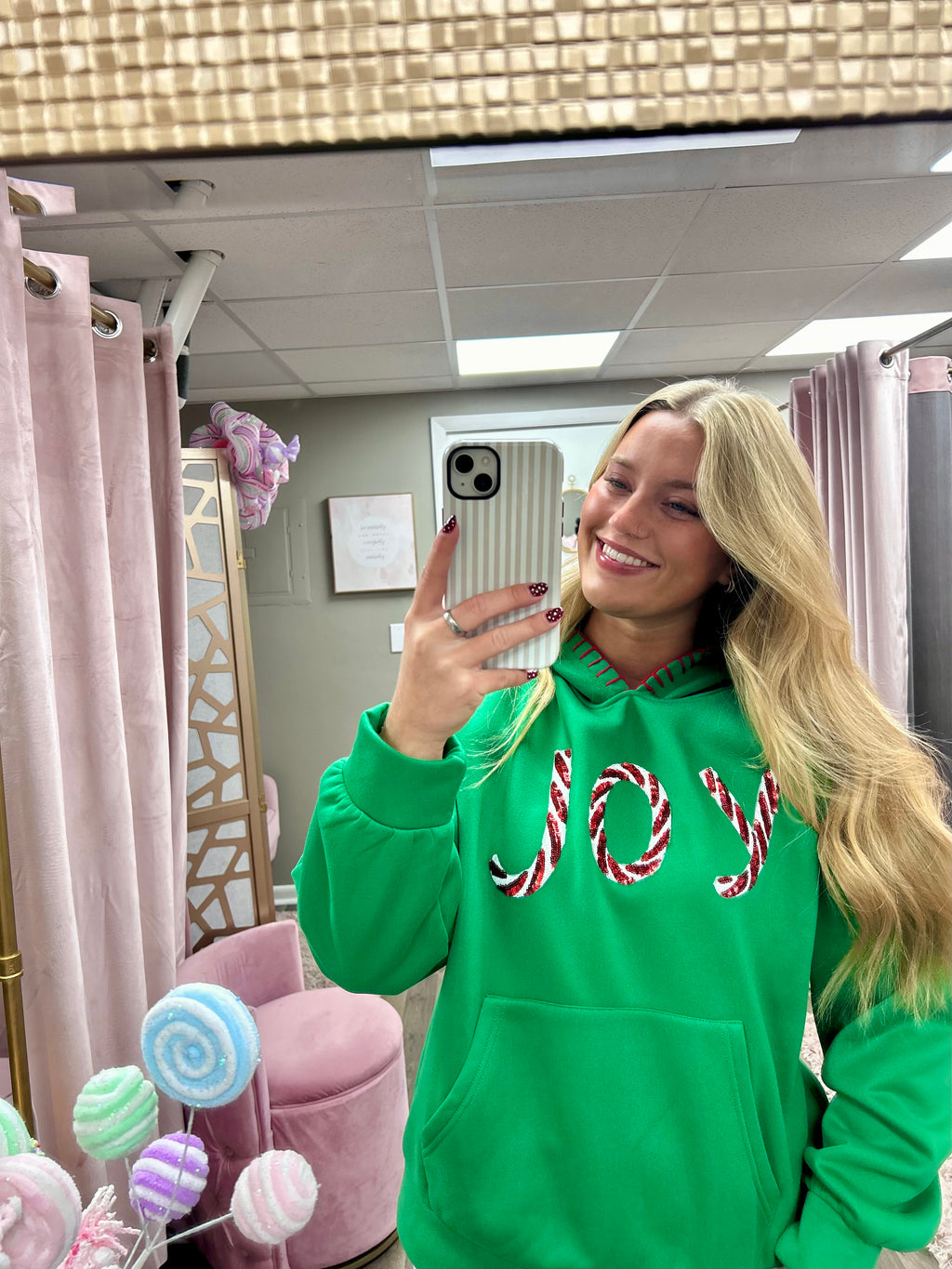 Joy Stitch Detail Fleece Hoodie