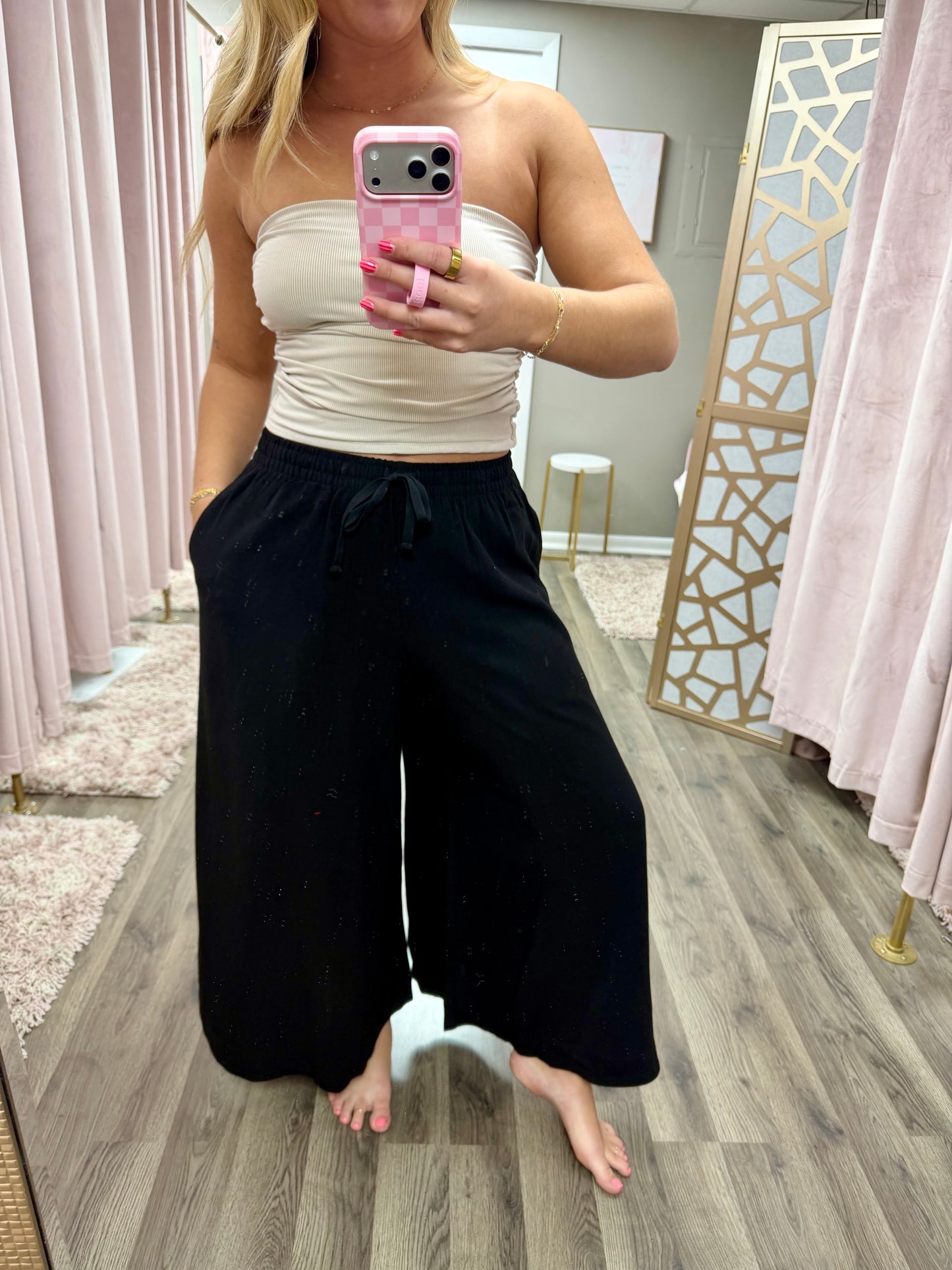 Wide Crop Linen Pant