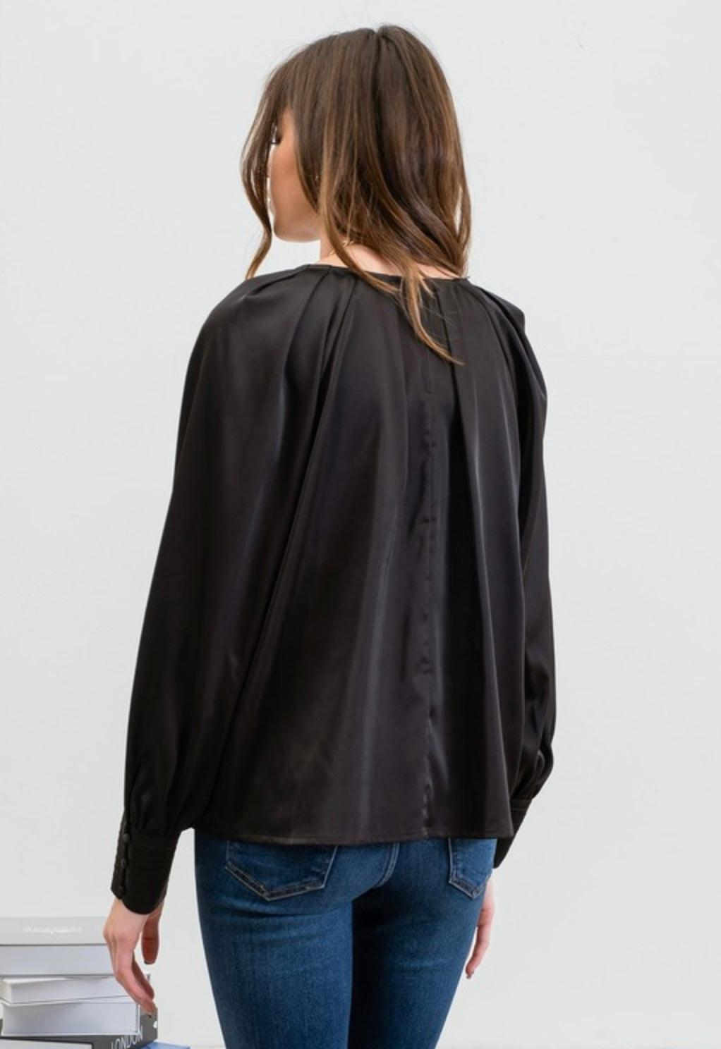 Satin Buttoned Sleeve Blouse