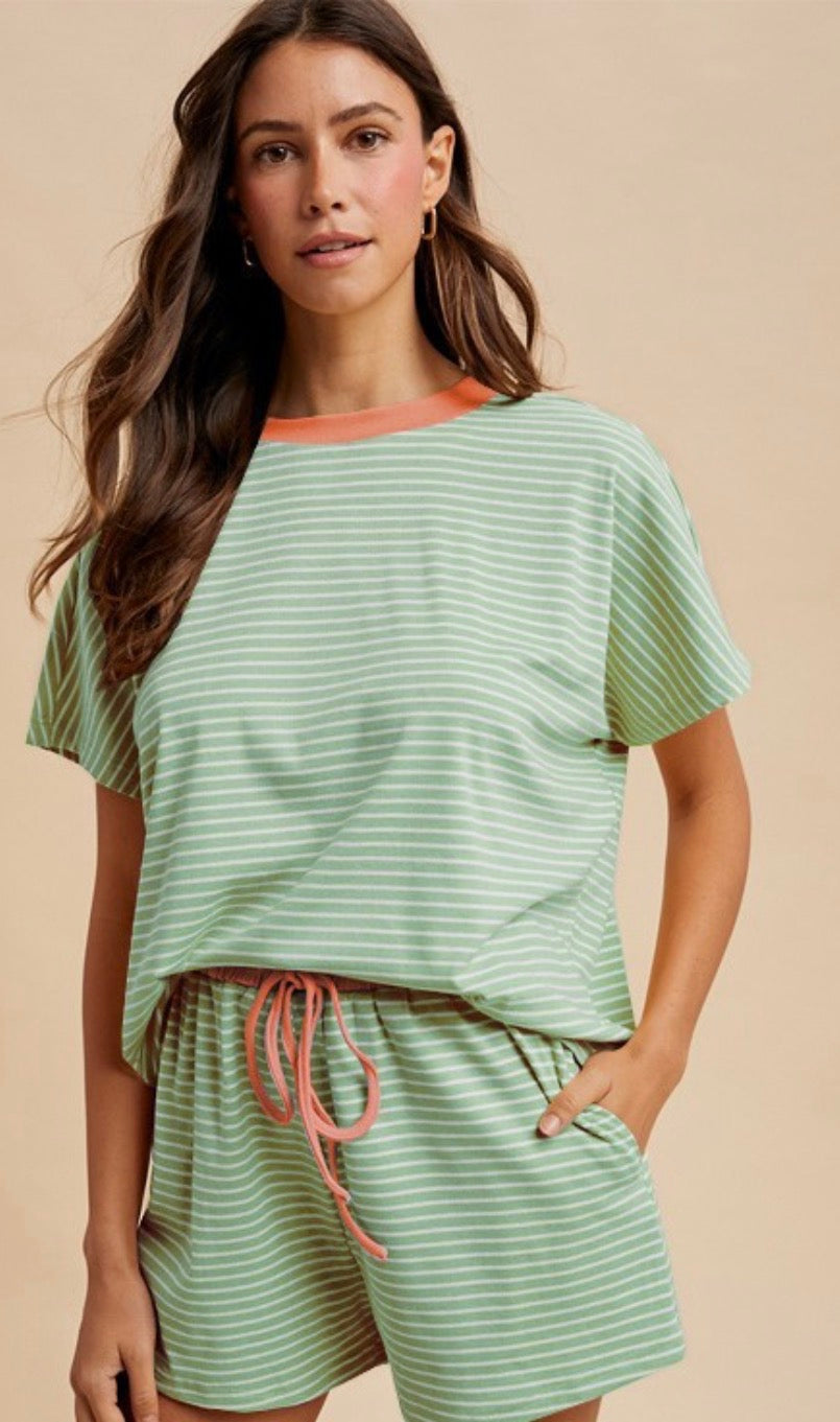 Loose Fit Stripe Top & Short Set
