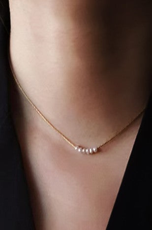 Gold Pearl Chain Necklace