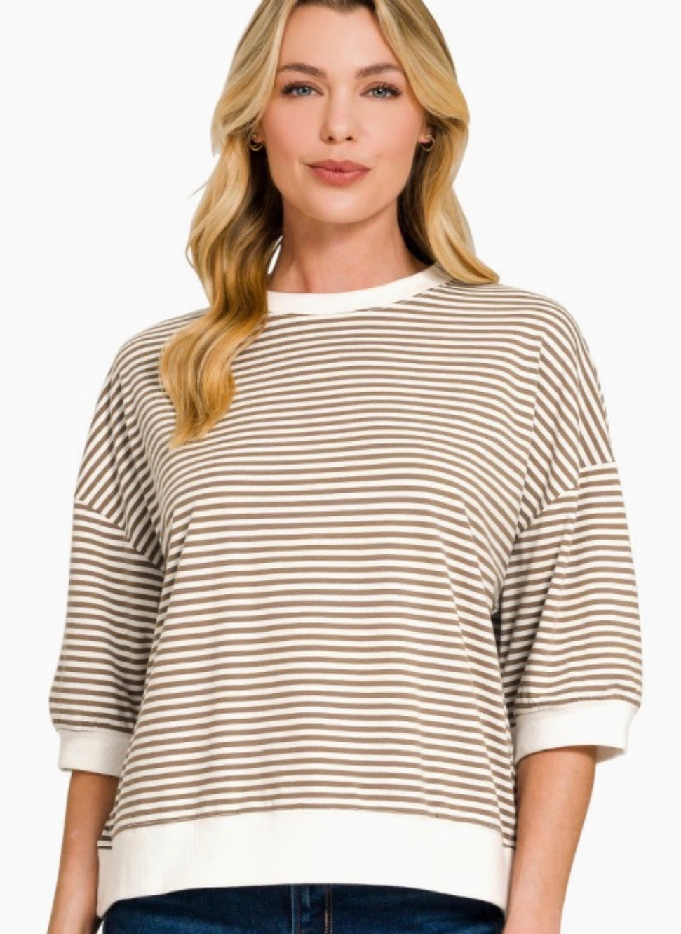 Stripe Contrast Band Top