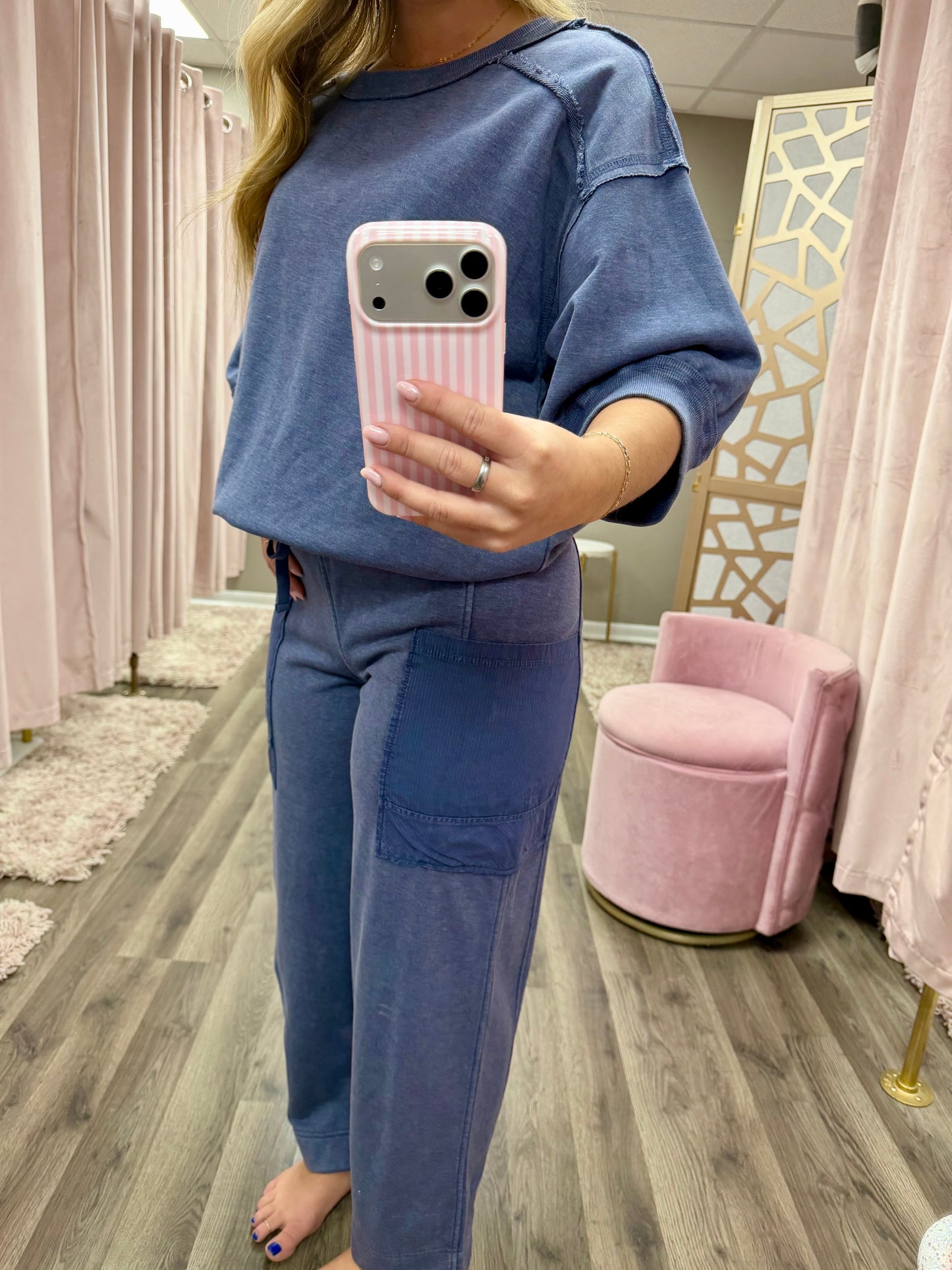 Terry Contrast Pocket Pant