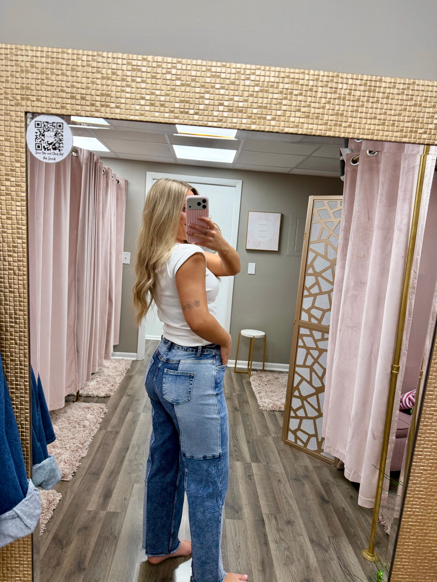 Comfort Stretch Patchwork Slim Barrel Jean