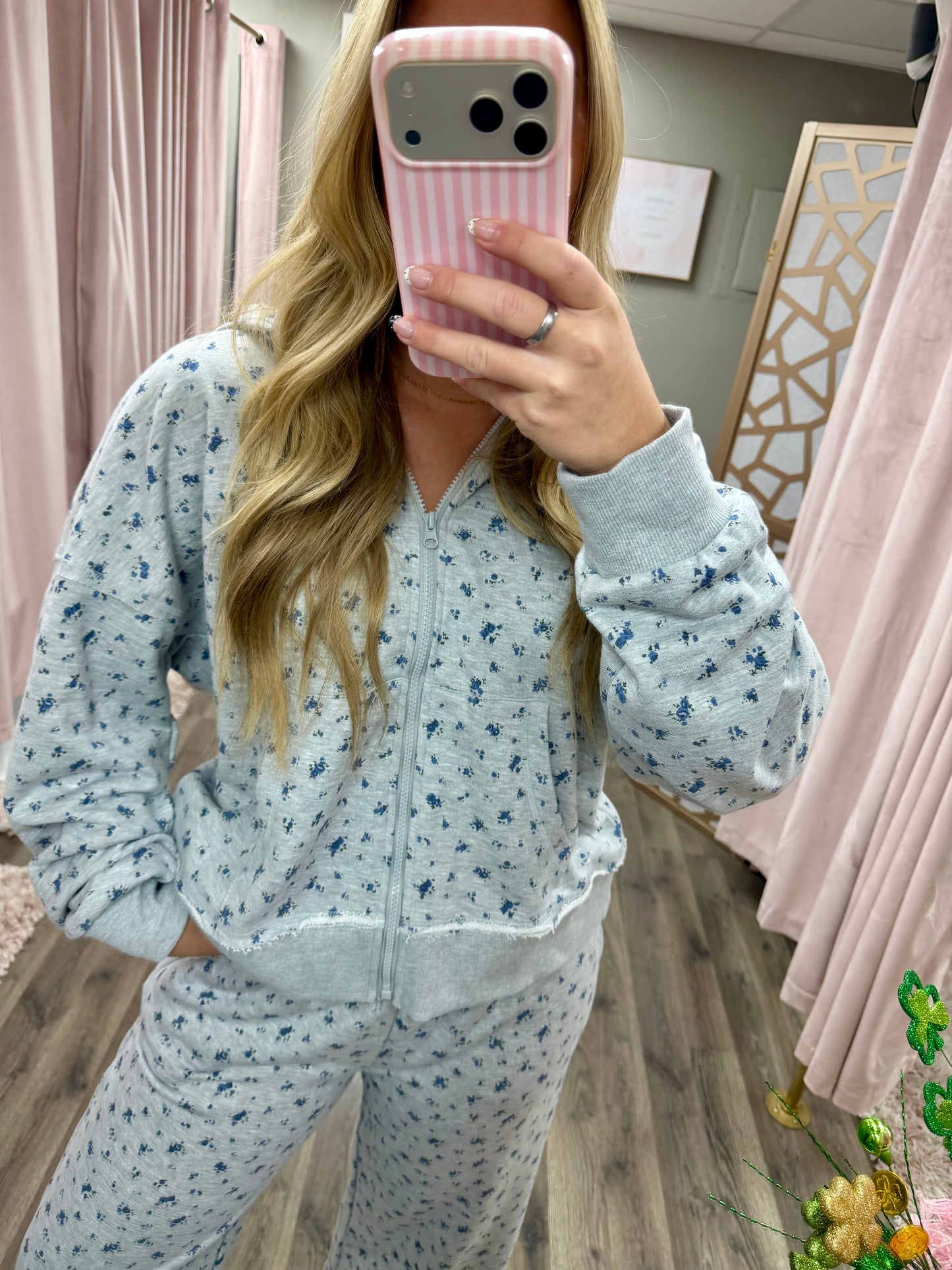 Oversized Floral Zip up