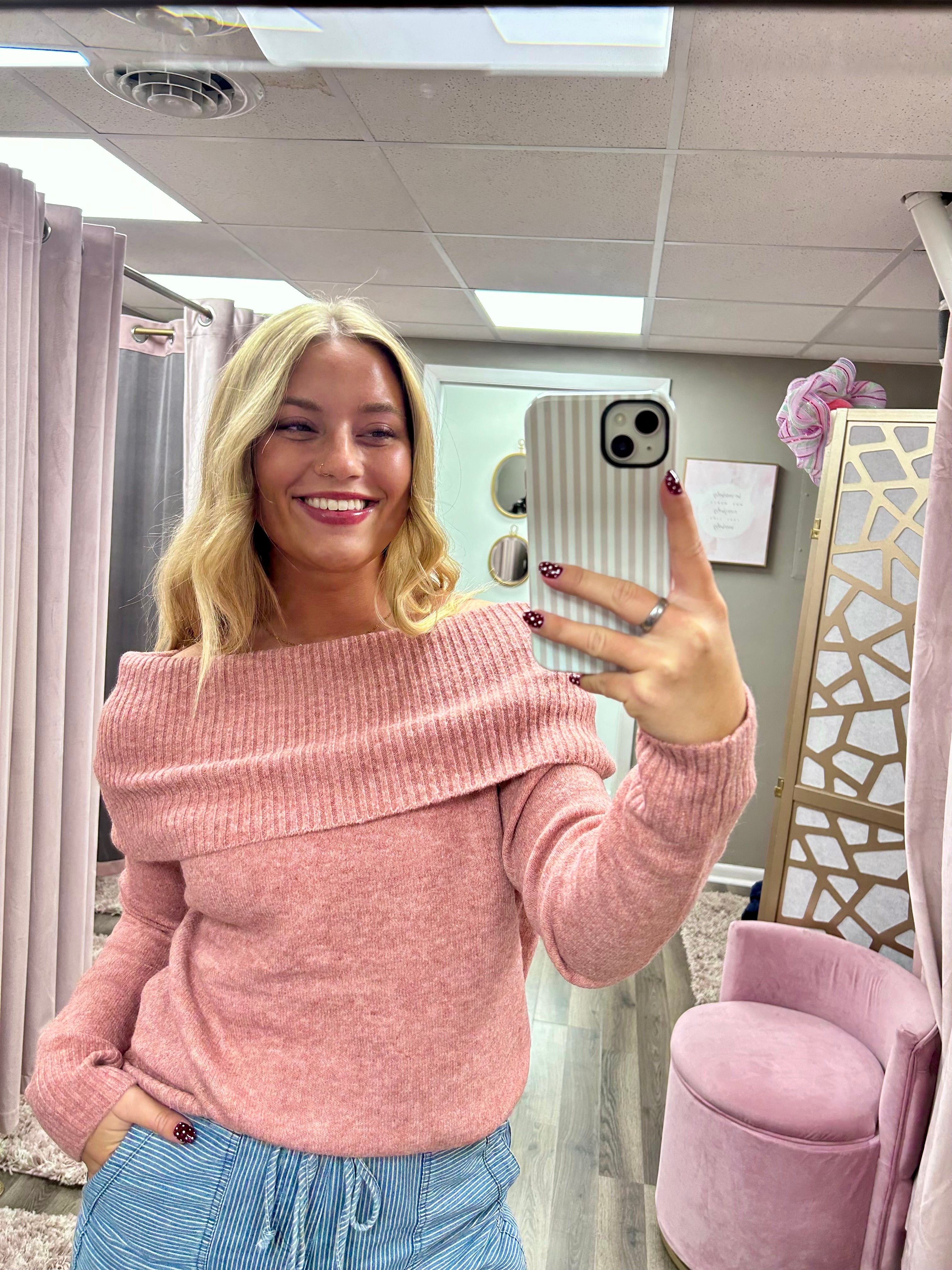 Roll Over Off The Shoulder Sweater