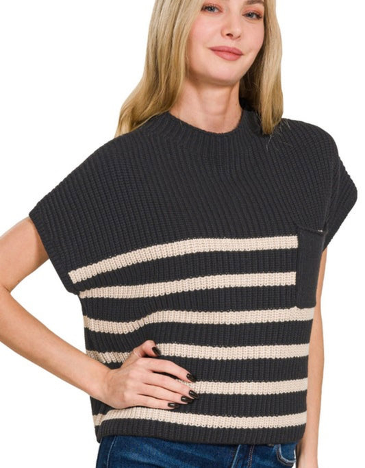 Short Sleeve Stripe Sweater