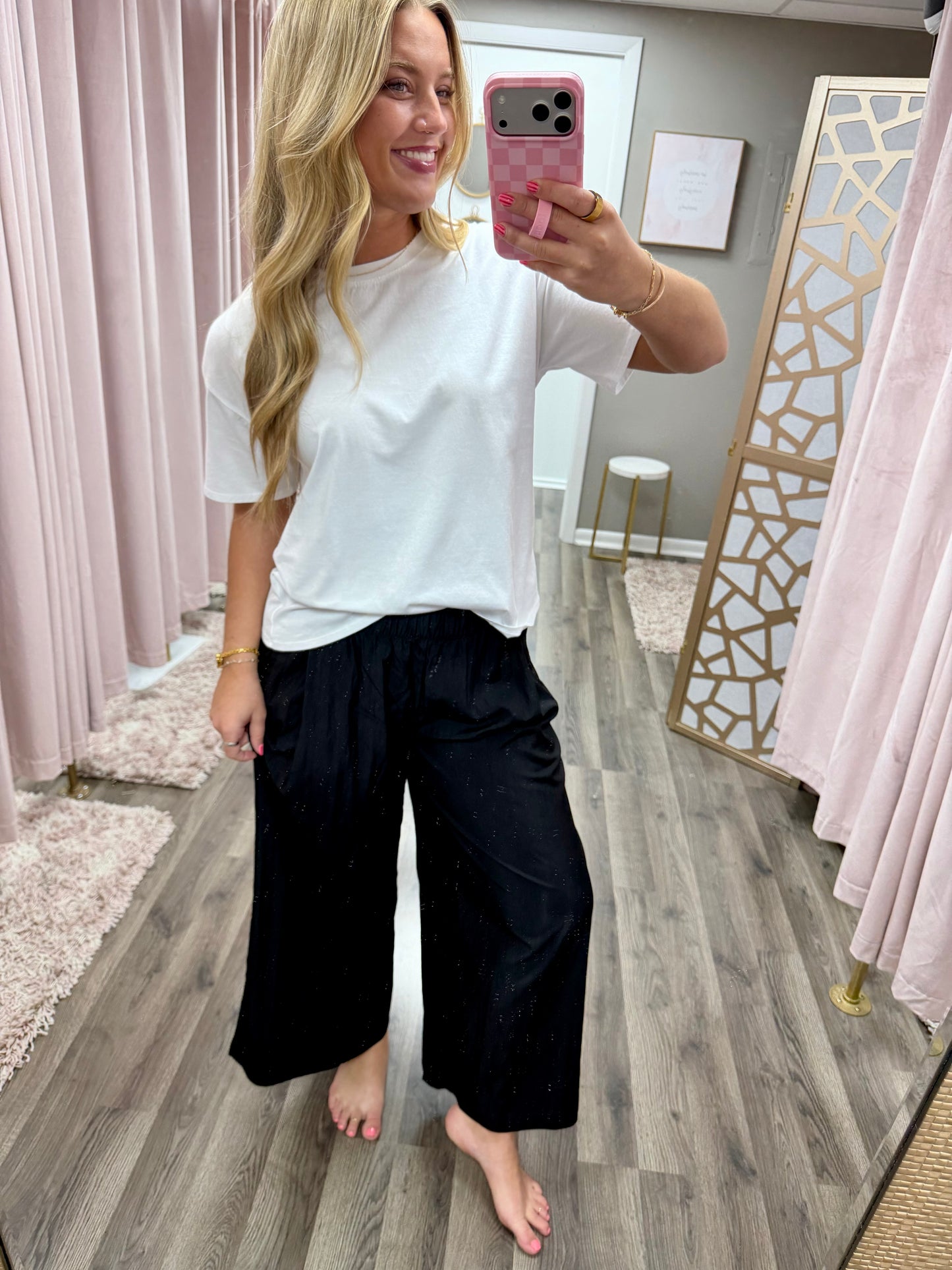 Elastic Waistline Cropped Pant