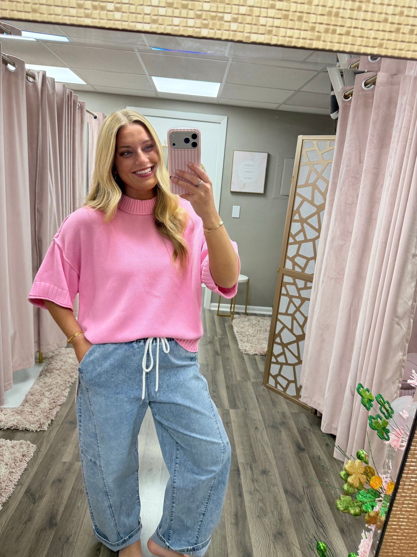Oversized Short Sleeve Crew Sweater
