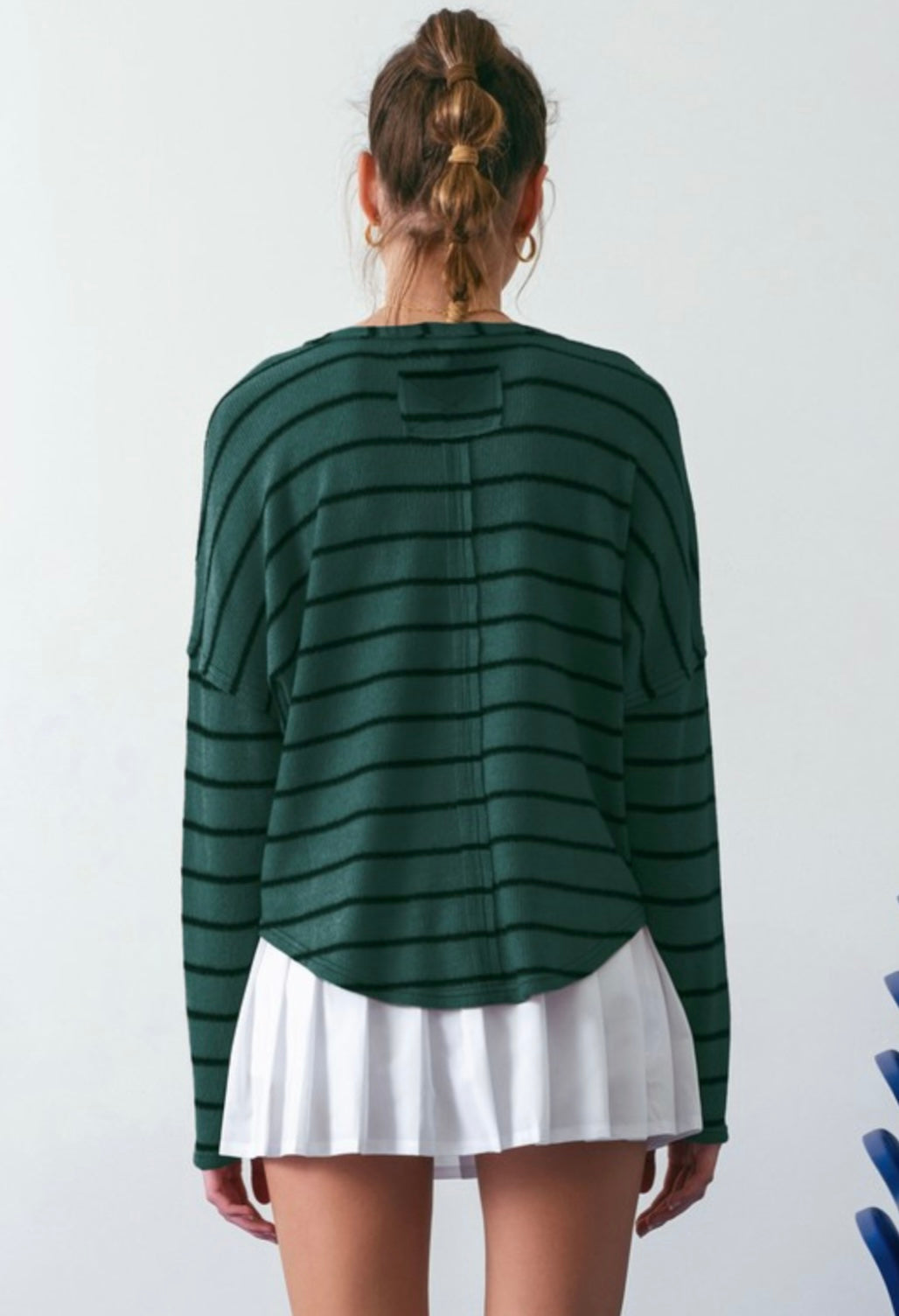 Striped Raw Edge Knit Top