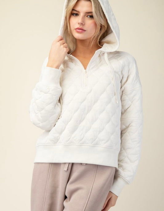 Quilted Quarter Zip Hoodie Jacket