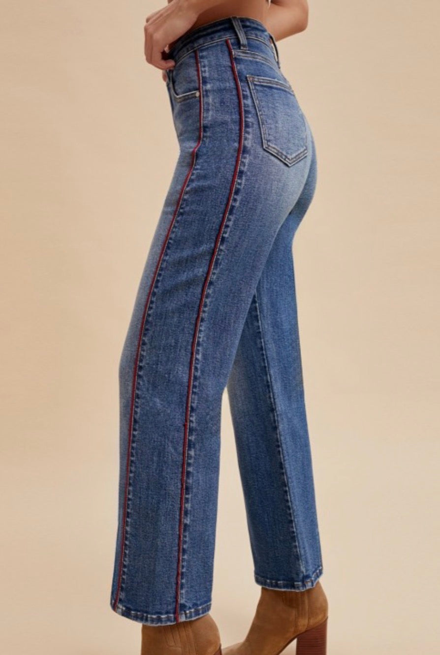 Side Piping Wide Leg Jean