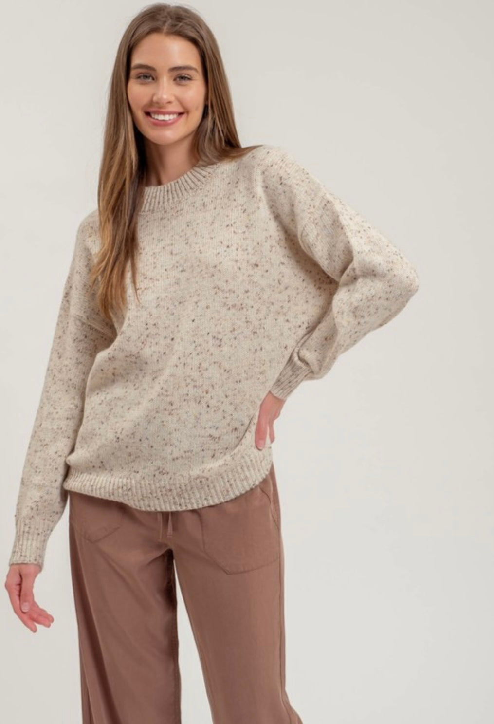 Speckle Knit Mock Top