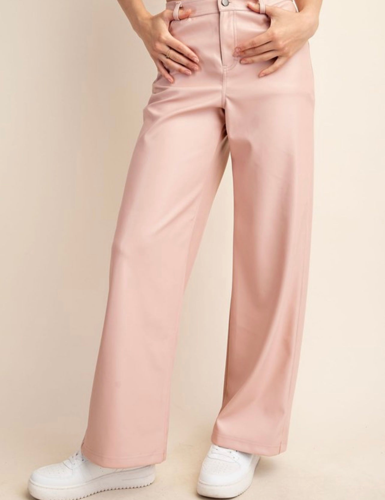 Pu Leather Straight Pant