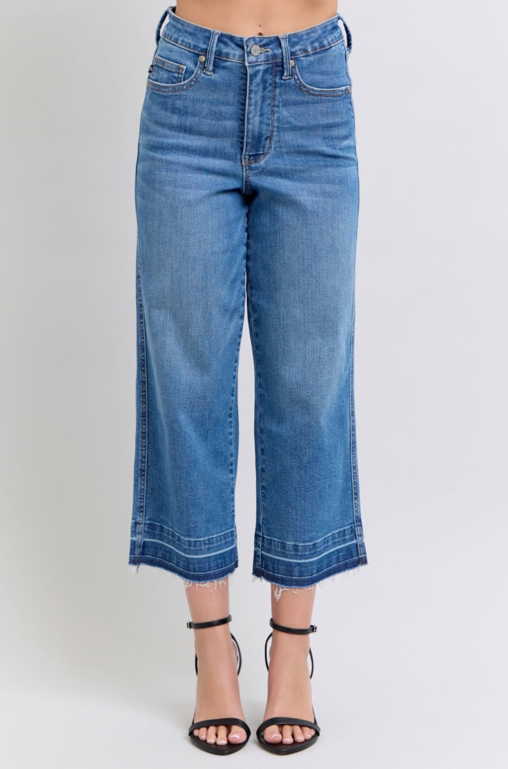 Judy Blue Release Hem Crop Wide Jean