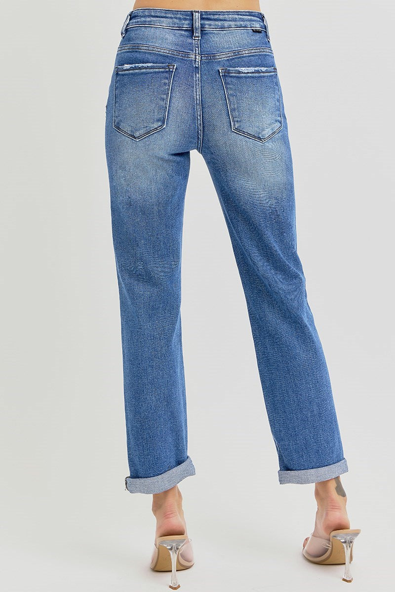 Risen High Rise Girlfriend Roll Up Jean