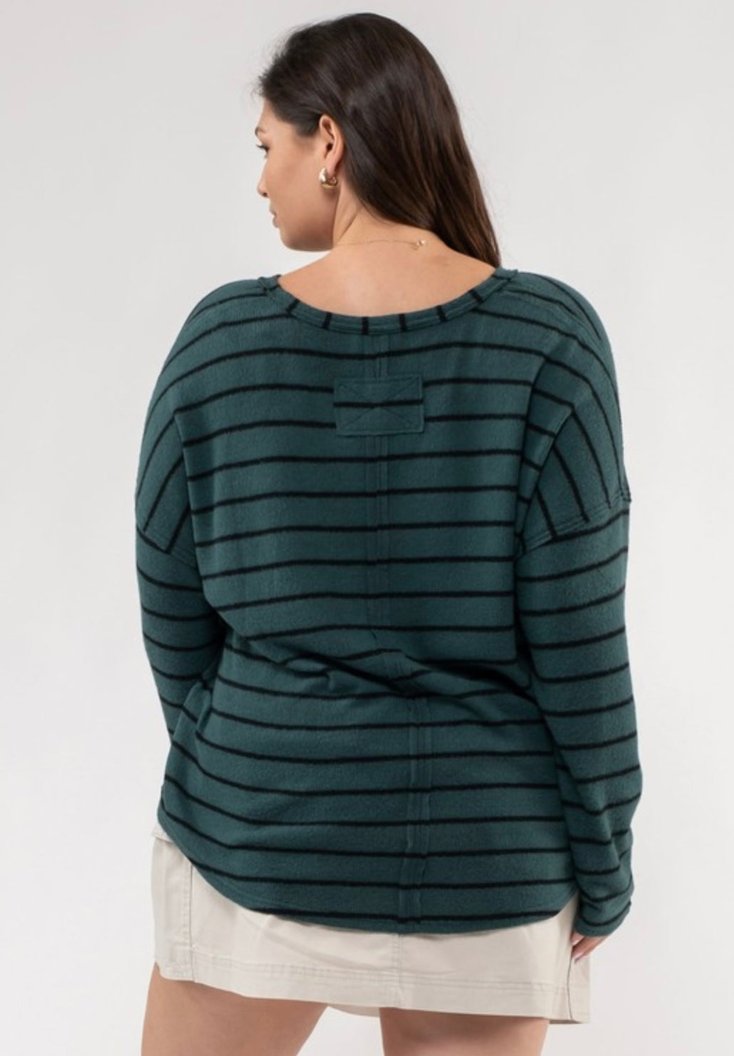 Striped Raw Edge Knit Top