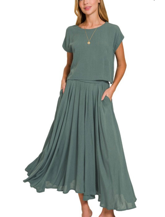 Crinkle Gauze Skirt Set
