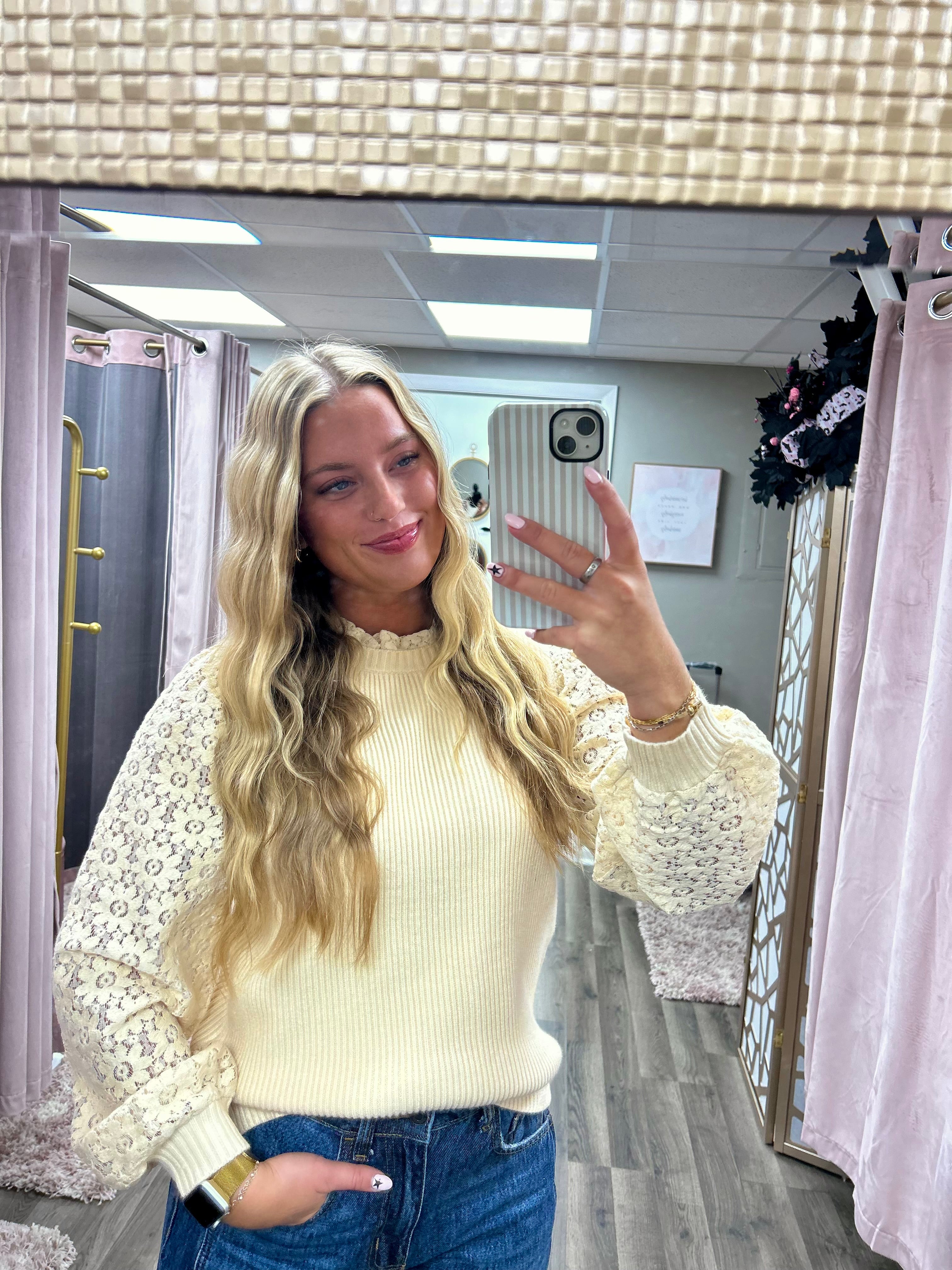 Mix Media Rib Sweater Top