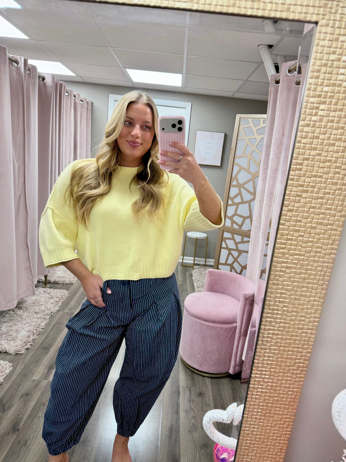 Pull On Stripe Wide Leg Pant