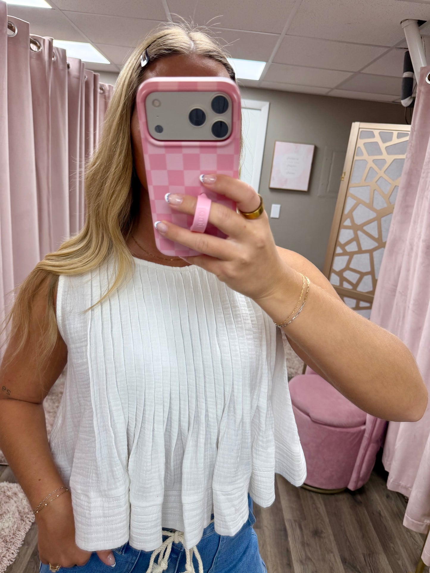 Swing Hem Sleeveless Woven Top