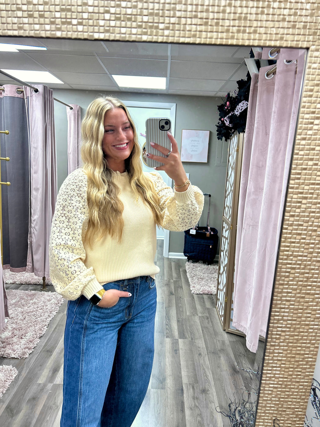 Mix Media Rib Sweater Top