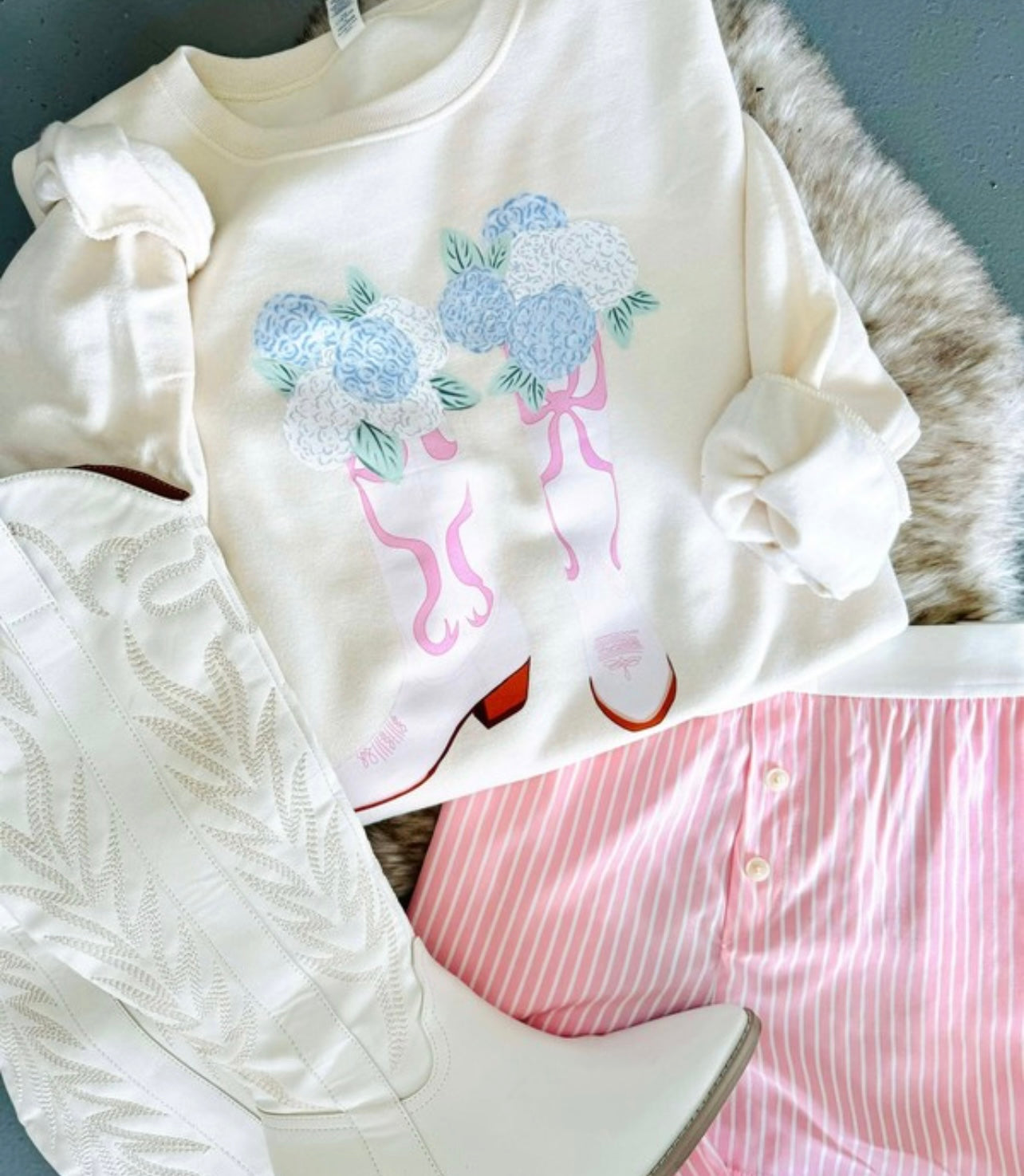 Floral Cowboy Boot Crewneck