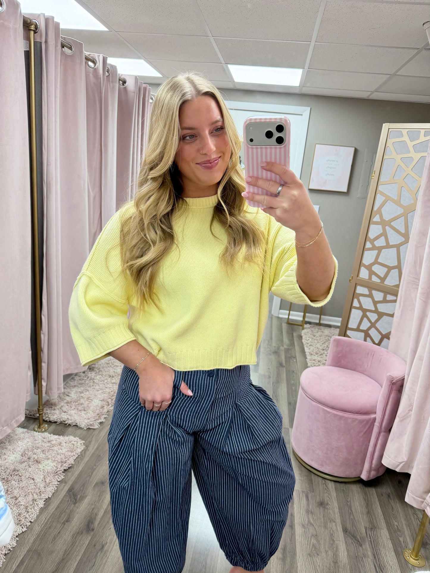 Pull On Stripe Wide Leg Pant
