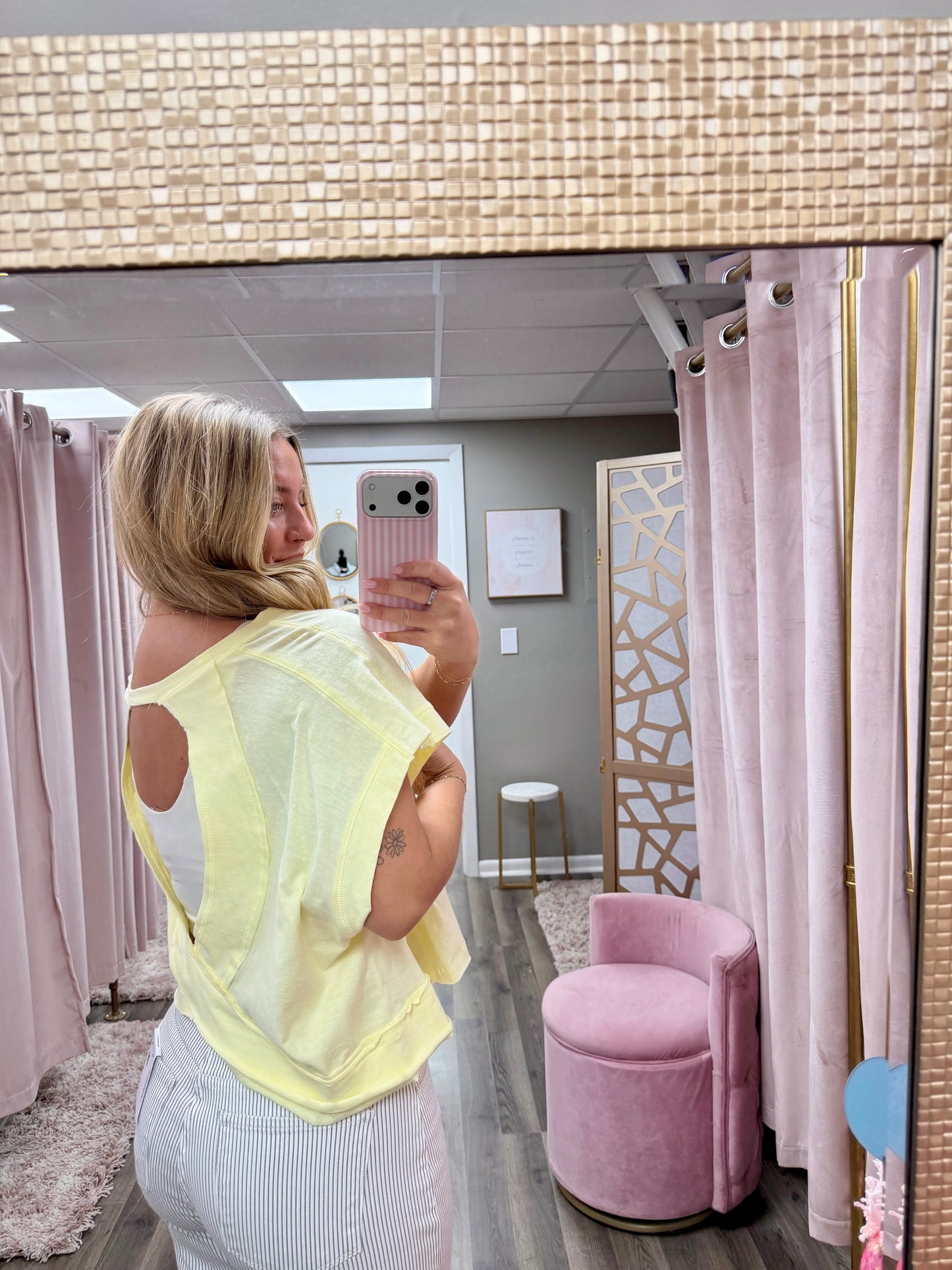 Cotton Slub Open Back Top