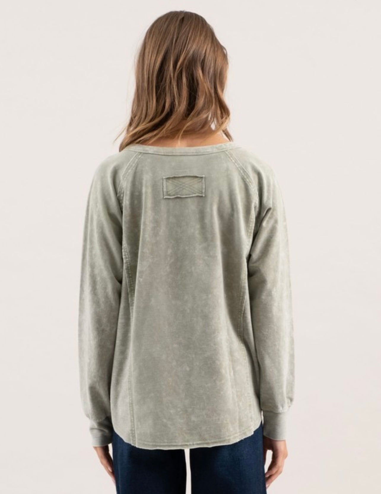 Washed Henley Long Sleeve