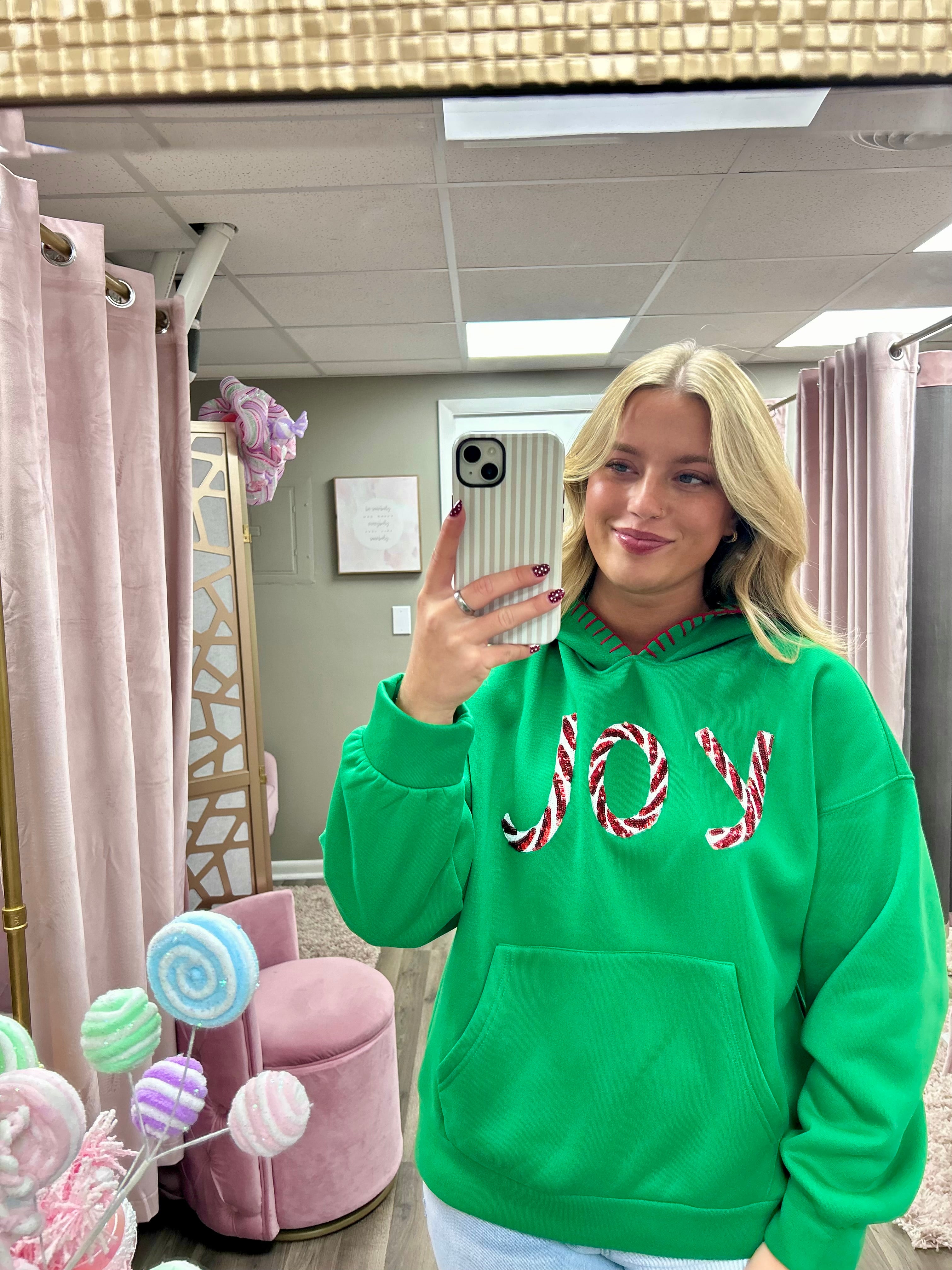 Joy Stitch Detail Fleece Hoodie