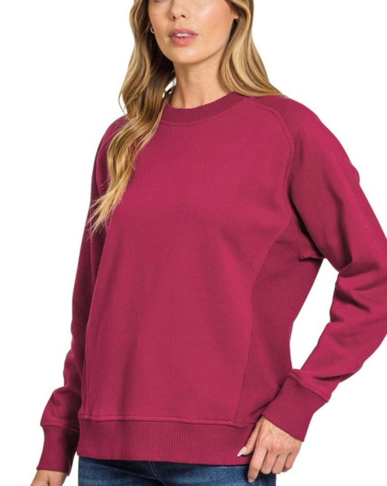 Plus Ribbed Side Panel Crewneck