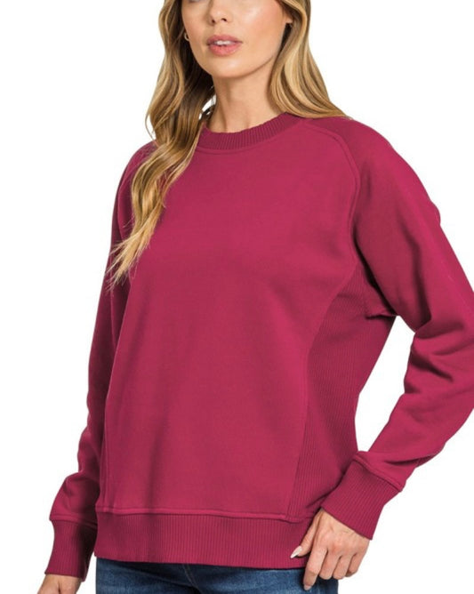 Plus Ribbed Side Panel Crewneck