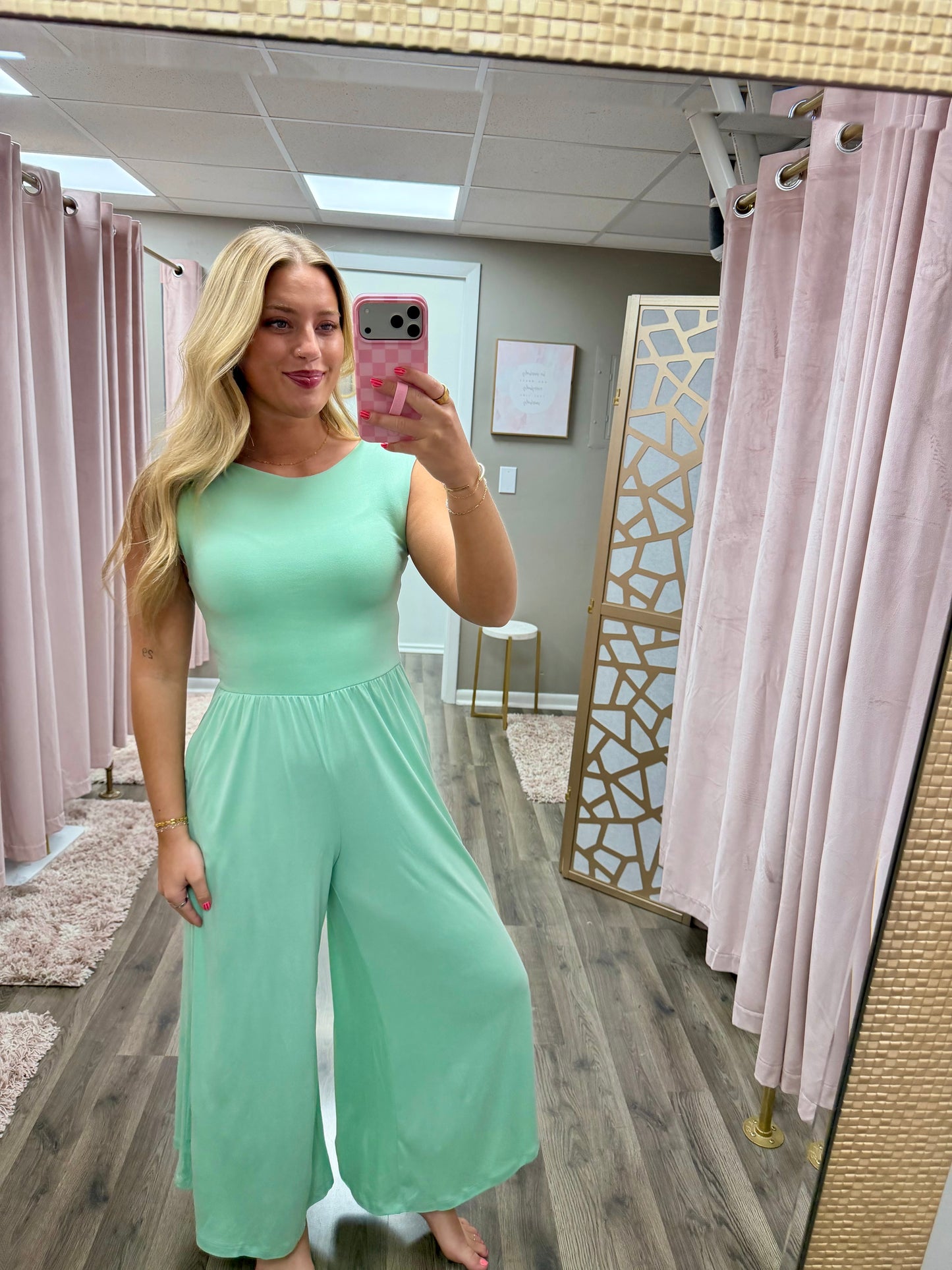Round Neck Sleeveless Open Back Jumpsuit