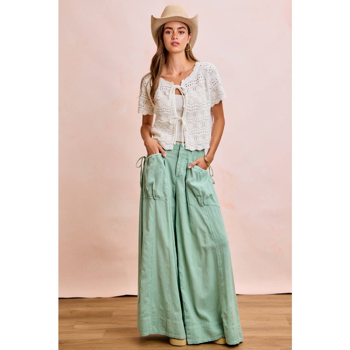 Front Bow Pointelle Top