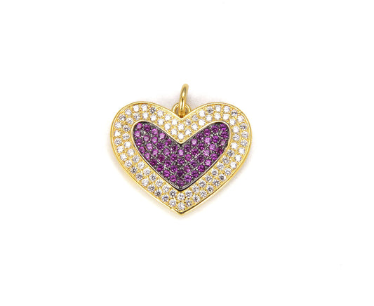 Gold Filled Heart Charm Pendant CZ Micro Pave, CP650