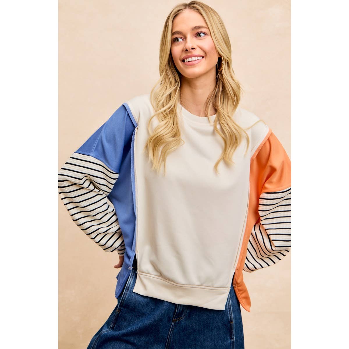 French Terry Color Block Long Sleeve
