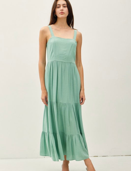 Tiered Midi Dress W/ Adjustable Straps