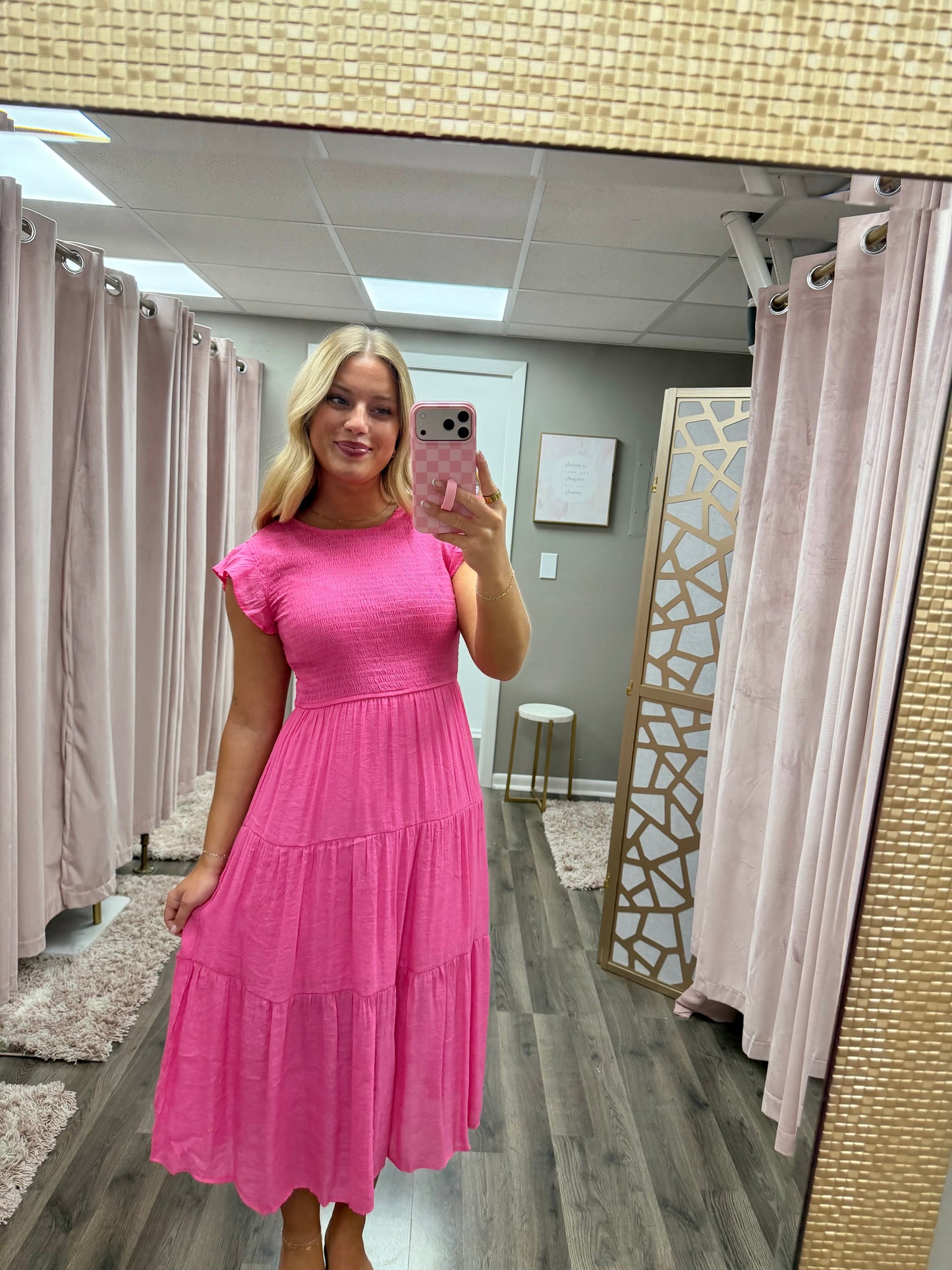 Smocked Tiered Midi Dress
