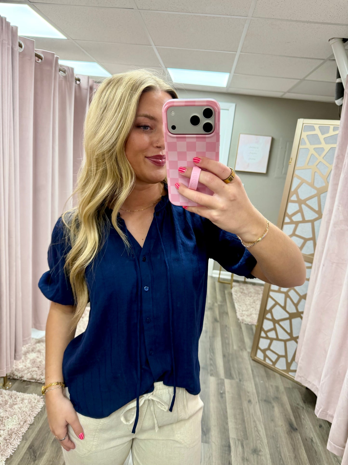 Textured Stripe Flowy Top