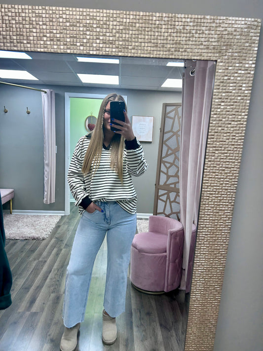 Bayeas High Rise Wide Leg Raw Hem Jean
